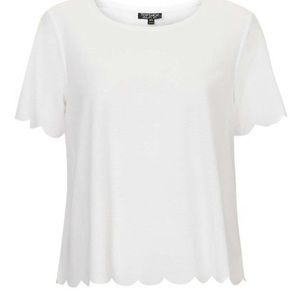 Topshop crew neck scalloped sleeves and hem top